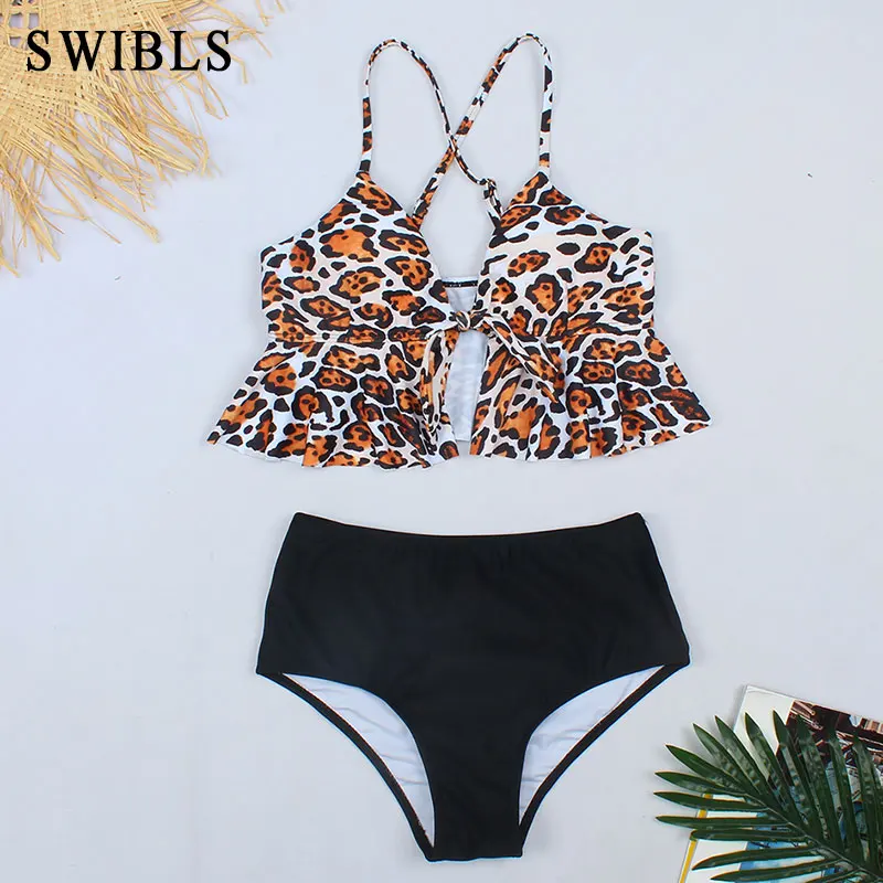 2020 женские Купальники больших размеров женское бикини с завышенной талией