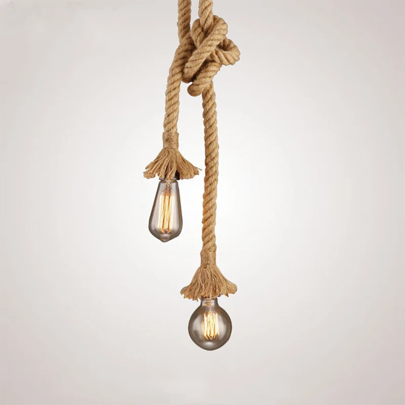 

Retro Wire Hemp Rope Pendant Lights Bar DIY Creative Led Hemp Rope Pendant Lamp Vintage Loft Industrial Kitchen Lighting Fixture