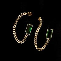 sipengjel fashion geometric square sparkly zircon thick chain earrings for women chunky chain earrings vintage jewelry gift