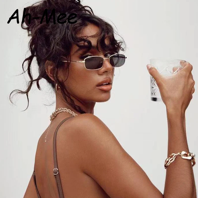 Очки солнцезащитные мужские и женские квадратные с чёрными линзами в стиле ретро