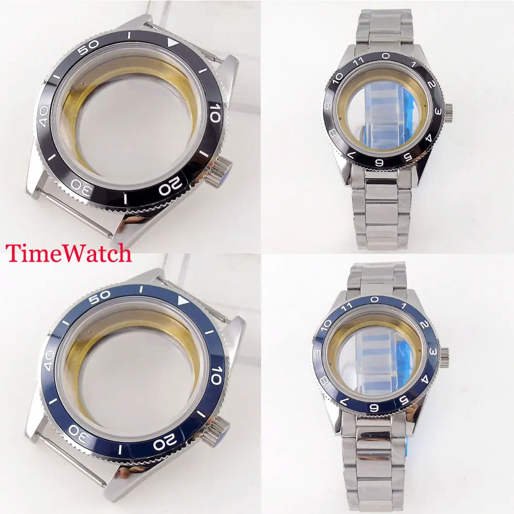 10BAR 41mm Watch Case Fit For NH35 NH36/ST1612/Miyota 8215 821A/DG 2813 3804/ETA2836 Sapphire Crystal Ceramic Bezel Glass Back