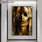 Женский тюрбан, Золотая Картина на холсте, золотые постеры и принты, роскошные стильные настенные картины для украшения гостиной