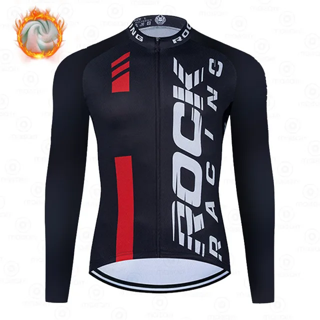 

2021 Winter Cycling Jersey Team Rock Racing Single piece MTB Bicycle Clothing Bike Jacket Thermal Fleece Men's Long Cycling Wear