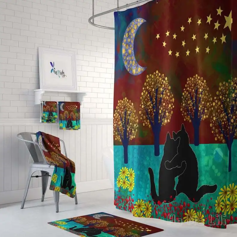

Celestial Cats Bathroom Decor Shower Curtain