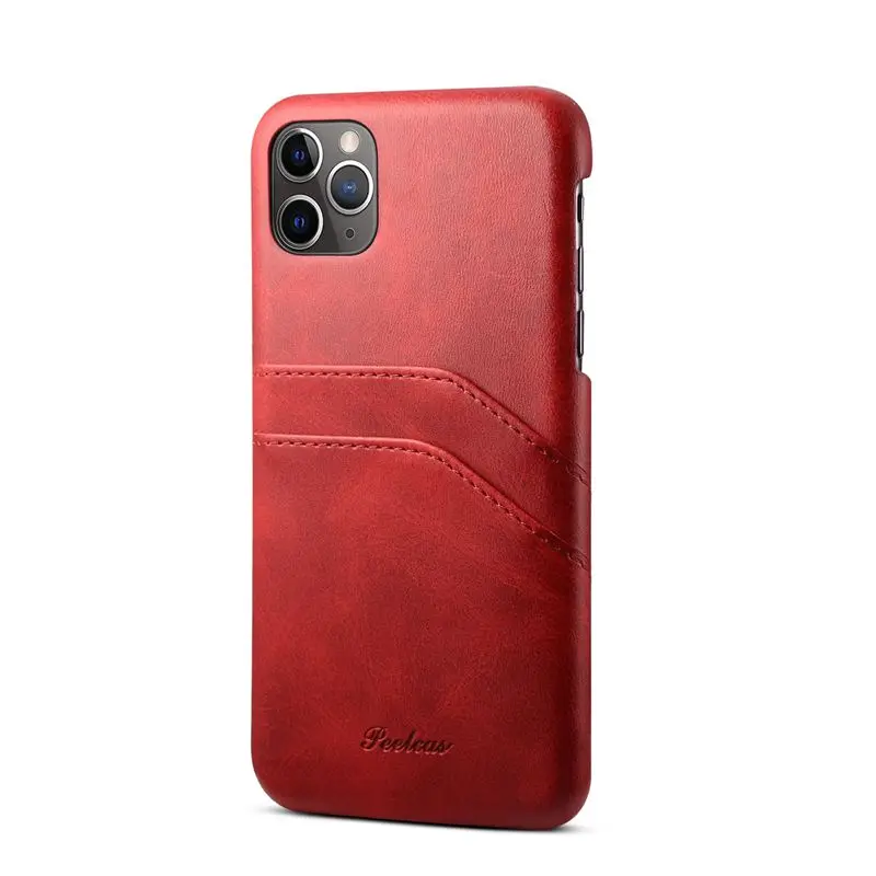 Красный Чехол на заднюю панель для iPhone 11 Pro, кожаный держатель для карт, Карманный чехол для телефона для iPhone 11 Pro Max, защитный чехол, винтажный, деловой - Цвет: Красный
