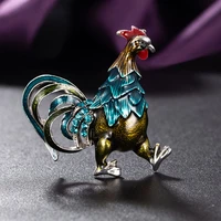 zlxgirl jewelry blue and red two color rooster animal brooches jewelry for men gift brand fashion enamel cartoon scarf pins