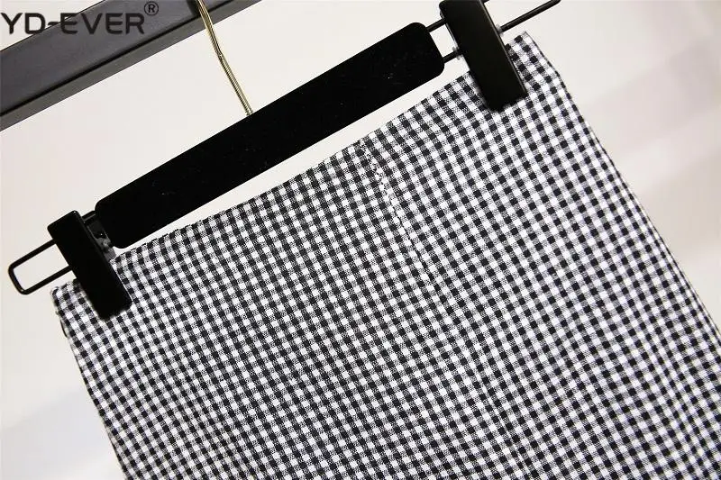 Юбка миди Асимметричная в мелкую клетку с воланом|Женские юбки| |