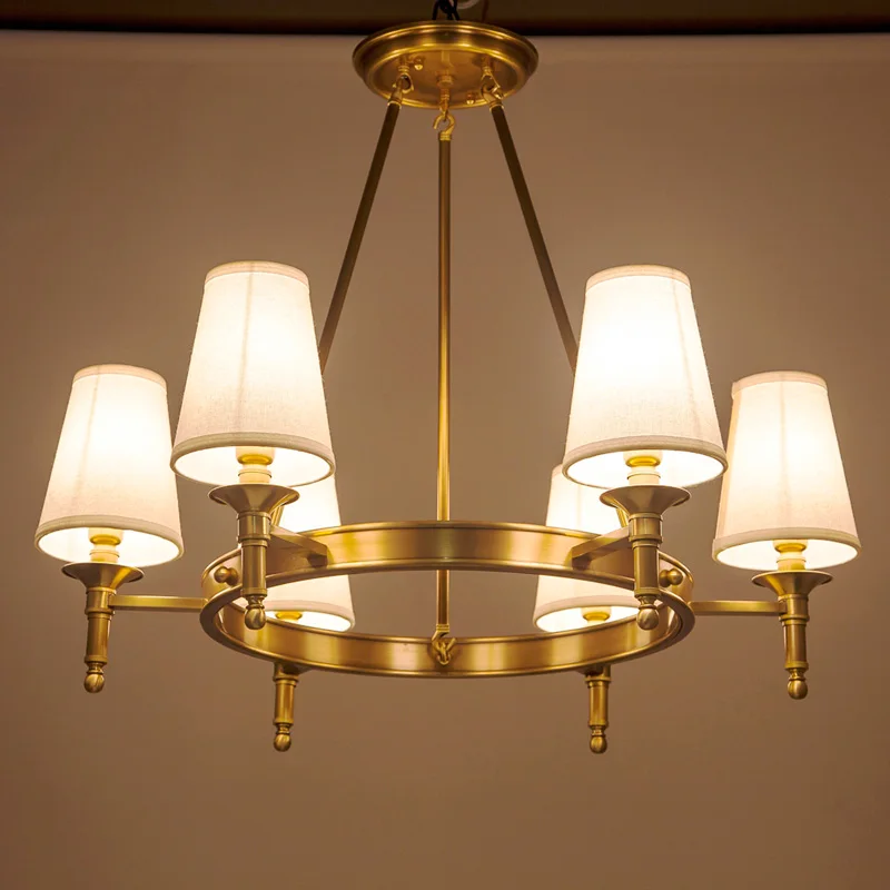 

Full Copper Round led Chandelier for Bedroom Kitchen Dining Room Living Room Retro Bronze Ceiling Chandelier Lighting Fixtures