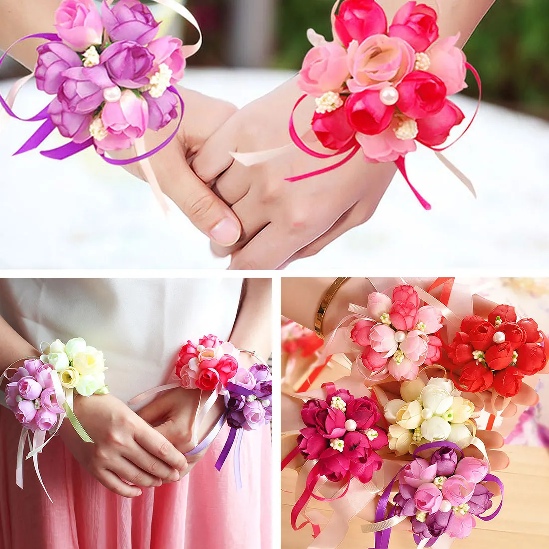 1 шт. шелковая искусственная Роза свадебное украшение корсажи для запястья