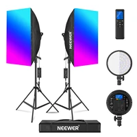 neewer rgb led lighting kit with 2 4g remote 2 pack led light head with 32005600k with softbox stand for studio photography