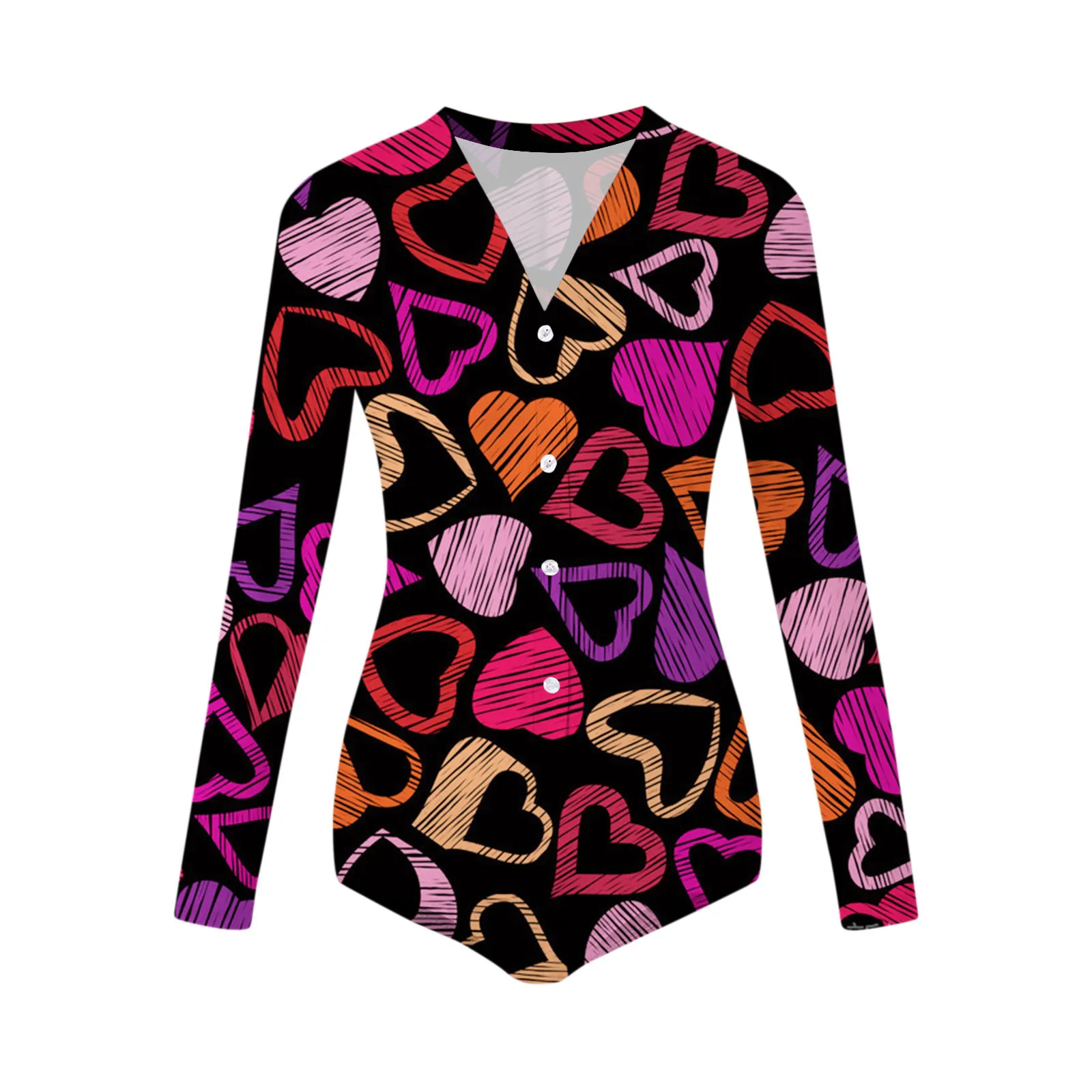 

Women Print Long Sleeve Nightwear Jumpsuit Bodysuit Playsuit Romper