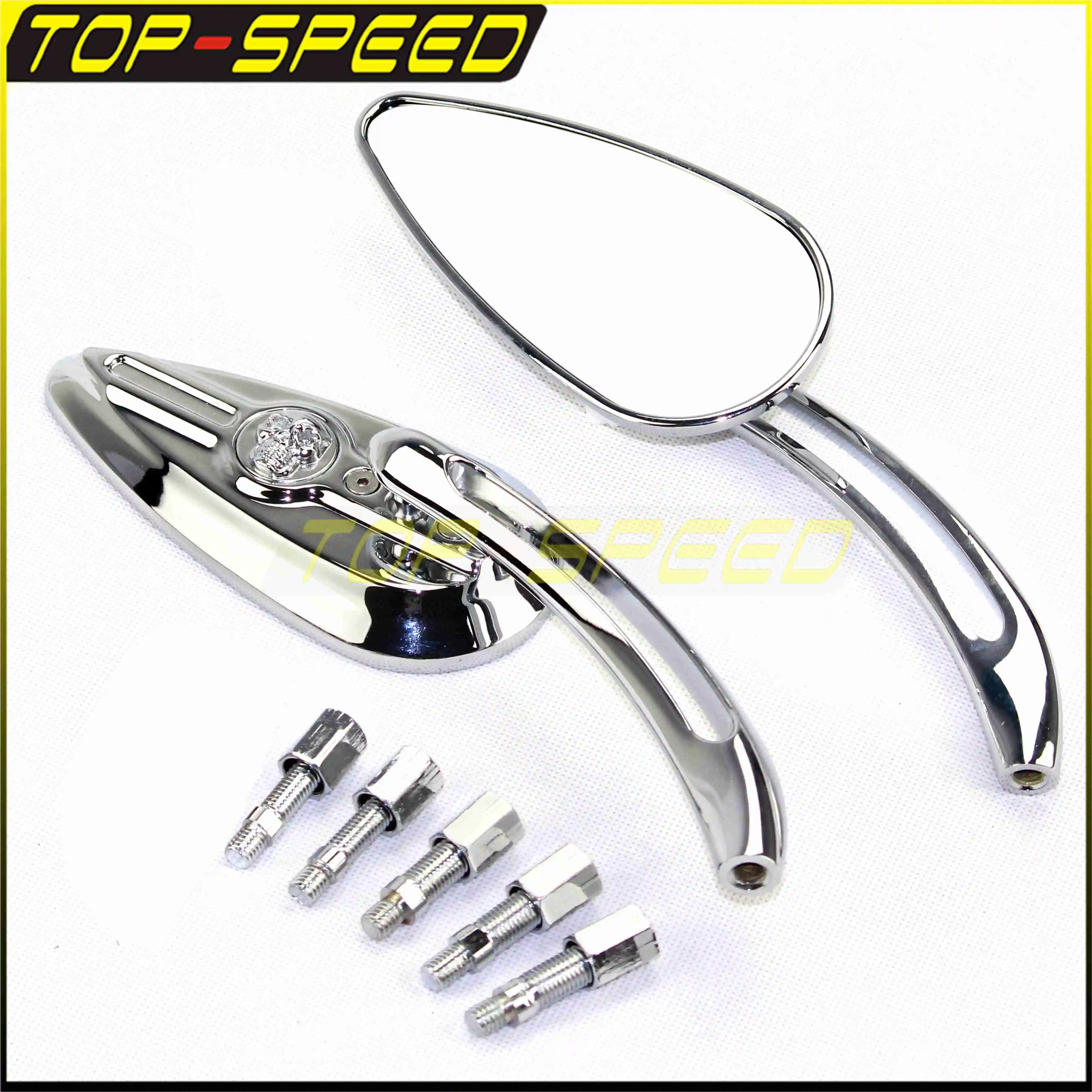 Хромированные зеркала заднего вида из алюминия для мотоцикла Cruiser Chrome Skull для Harley Sportster Dyna Heritage Softail Cafe Racer Bobber.