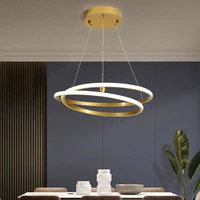 nordic gold round led suspension chandelier for bedroom living dining study room loft hallway home indoor decor fixture lighting