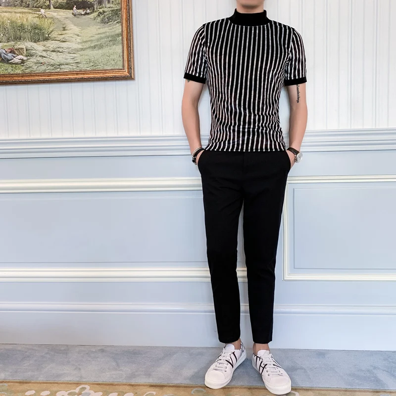 Мода 2019 Social Club полосатые футболки мужские с коротким рукавом Homme тонкий