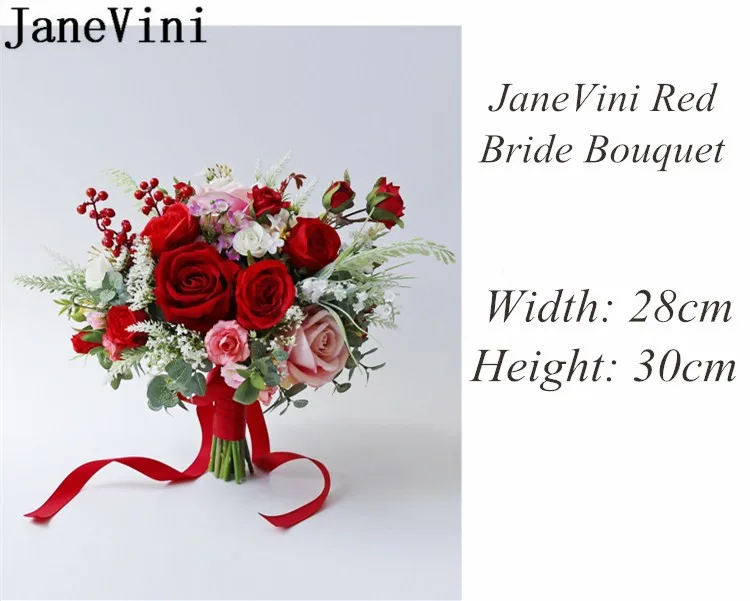 Искусственный Свадебный букет jaevini Flores Boda красный цветок для невесты розовые