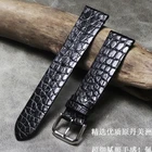 Ремешок для часов ручной работы, мягкий тонкий черный браслет из крокодиловой кожи, мужской браслет для часов omega, 16 мм 18 мм 19 мм 20 мм 21 мм 22 мм