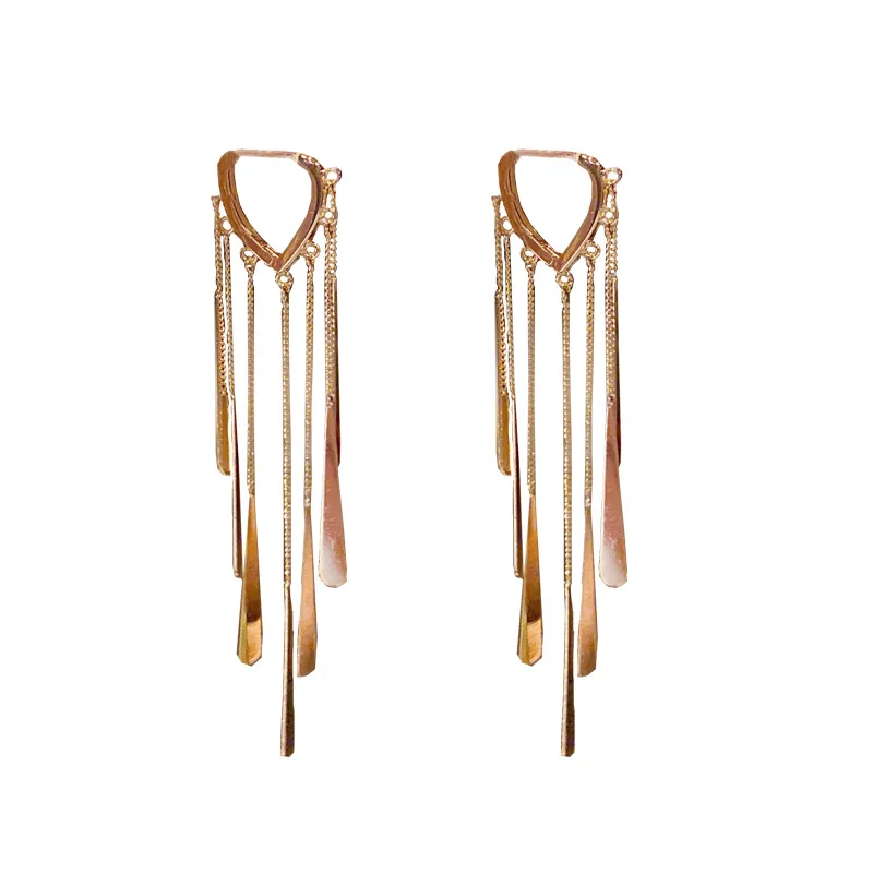 

New Fine Copper 14k Gold Plated Exquisite Tassels Drop Earring Elegant S925 Needle Party Jewelry