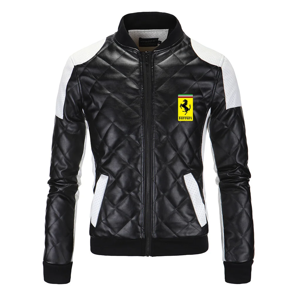 

2021 New Autumn Winter Trend Men's Personality Color Matching Zipper Cardigan Car Letter Printing Slim Youth Popular Track Suit