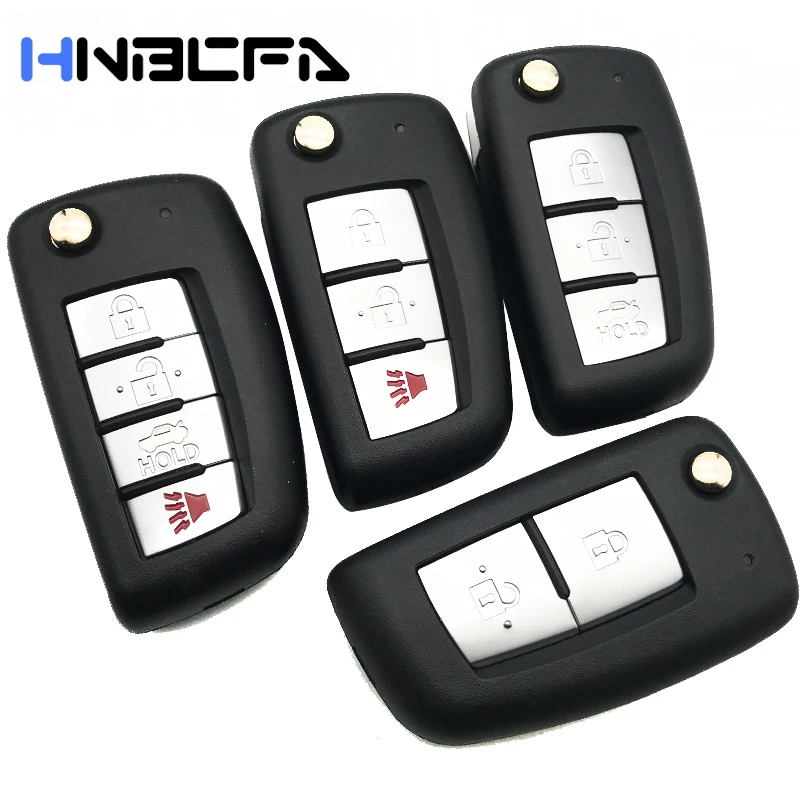 

Remote Car Key Shell fob 2/3/4 Buttons For Nissan Qashqai Sunny NV200 Auto Remote Folding Key With Uncut NSN14 Blade