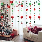 Украшение для рождественской вечеринки, красные, зеленые звезды, Круглый Натяжной флаг, потолочное украшение, Рождественский баннер, декоративные принадлежности