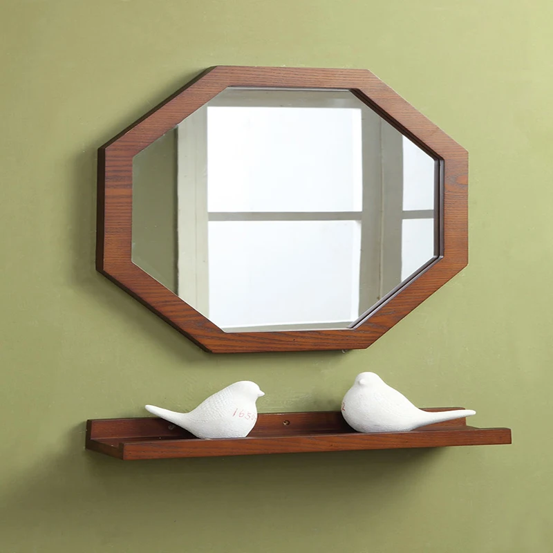 

Wooden Bathroom Decorating Mirror Glass Living Room American Nordic Decoration Dressing Hangs Creativity Delicate Wall Decor