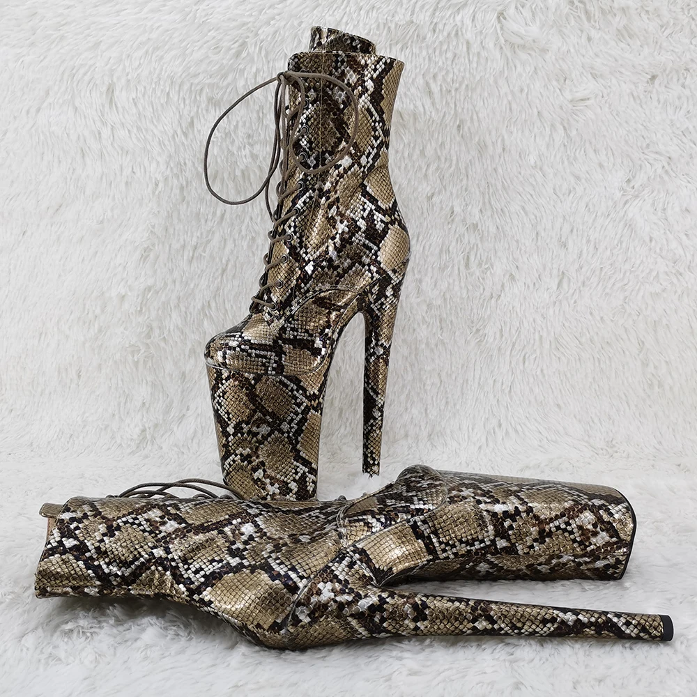 

Leecabe 23CM/9inches snake material High Heels Pole Dance boot