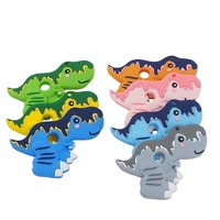 chenkai 10pcs silicone tyrannosaurus rex teethers sensory chewing pacifier diy baby necklace pendant teething chewing toys