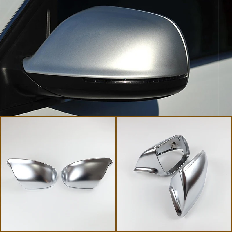 

ABS Chrome Matte Silver Car Side Rear View Mirror Cover Case Caps Replace Trim Accessorie 2pcs For Audi Q5 Q7 2009-2017