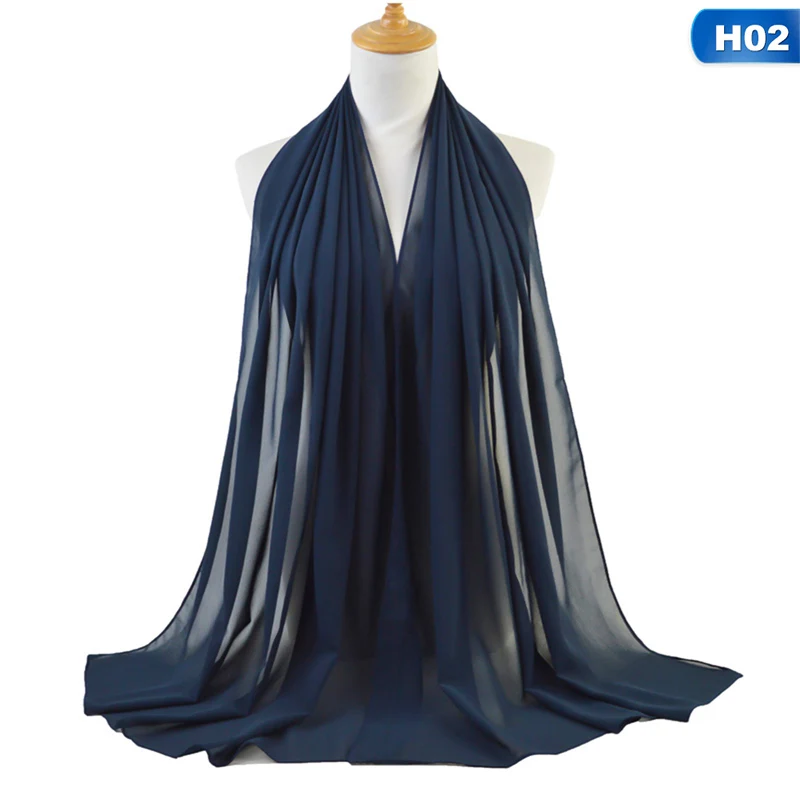 

Fashion Plain Bubble Chiffon Scarf Women's Hijab Wrap Solid ColorShawls Headband Muslim HijabsTurbanet Headscarf 180*75CM