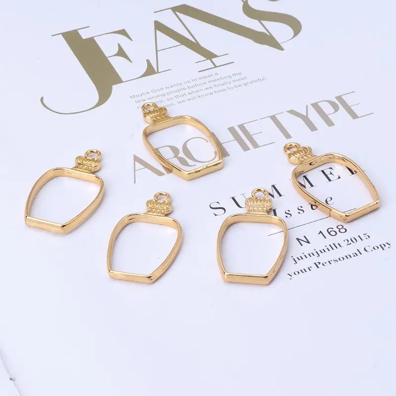 

5Pcs Water Bottle Metal UV Frame Pendants Open Bezel Setting UV Resin Jewelry