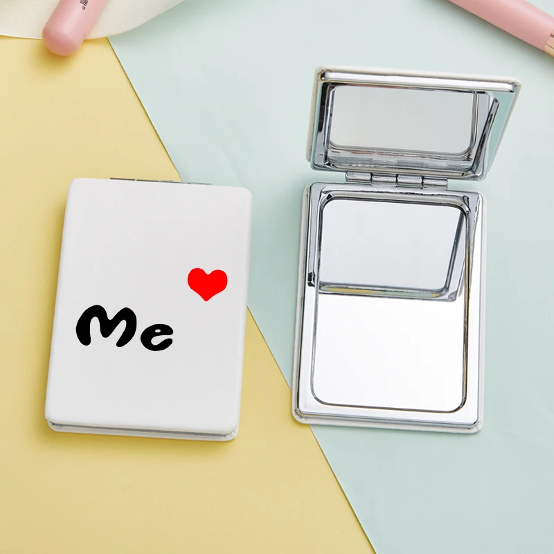 Милые женские Мини зеркала для макияжа парные портативные двухсторонние