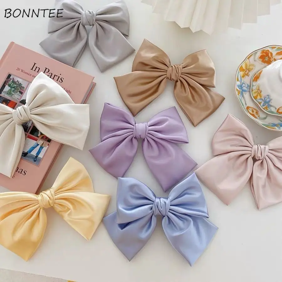 

Headwear Women Solid Minimalist Sweet Four Seasons Basic Fashion Feminine Hair Slip Kawaii Bow Korean Style Accessories Popular