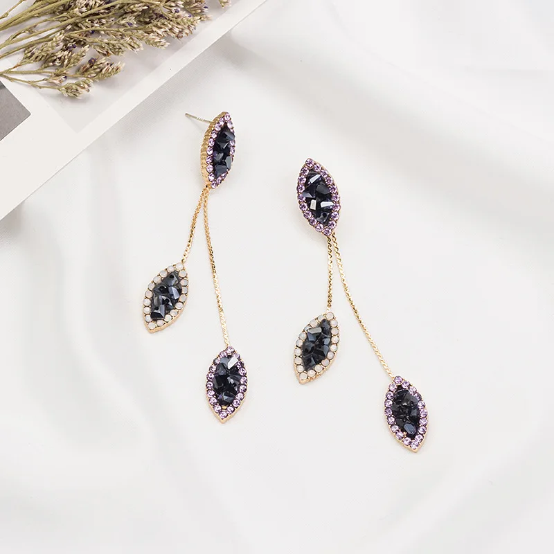 Фиолетовые серьги для пожилых женщин женские длинные темпераментные супер