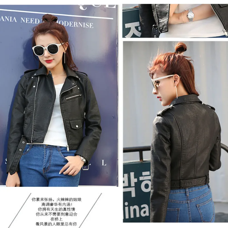 Pu Leather Jacket Women Fashion Bright Color Motorcycle Coats Short Faux Leathers Jackets Soft Casaco Feminino Jaqueta Chaquetas