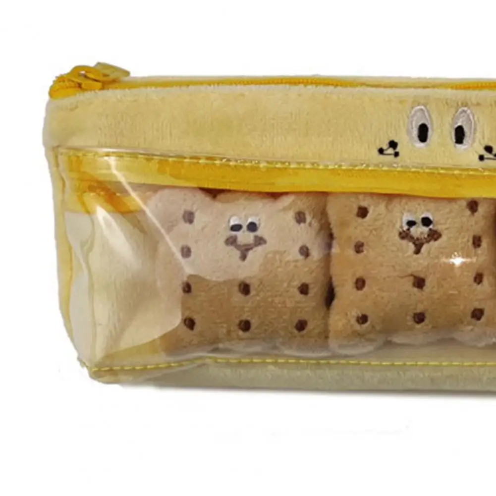 

Pen Bag Portable Multifunctional Plush Double Layer Snack Sandwich Biscuit Pencil Bag For School Made Of Strong Plush Material