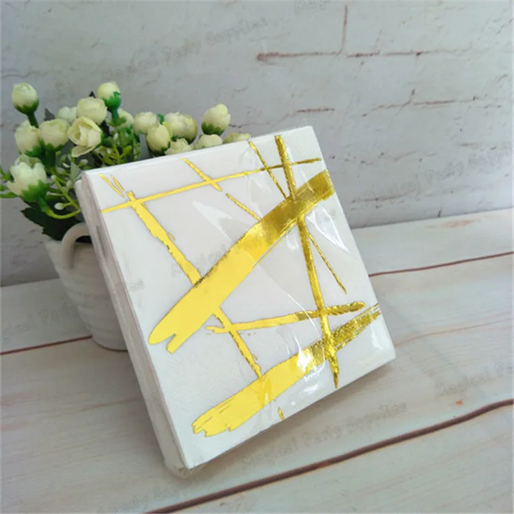 

Free Ship 400pcs Beverage Gold Foil Paper Napkin Festive & Party Wedding & Engagement Supply Tissue Napkin Serviettes 25cm*25cm
