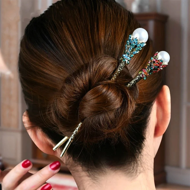 

1PC Elegant Crystal Rhinestone Simulated Pearl Women Vintage Hairpin Hair Clip Bride Tiara Wedding