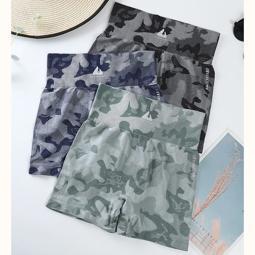 

Камуфляжные шорты для фитнеса для женщин, брюки с высокой талией для живота, быстросохнущие спортивные шорты для бега, велосипедные штаны д...