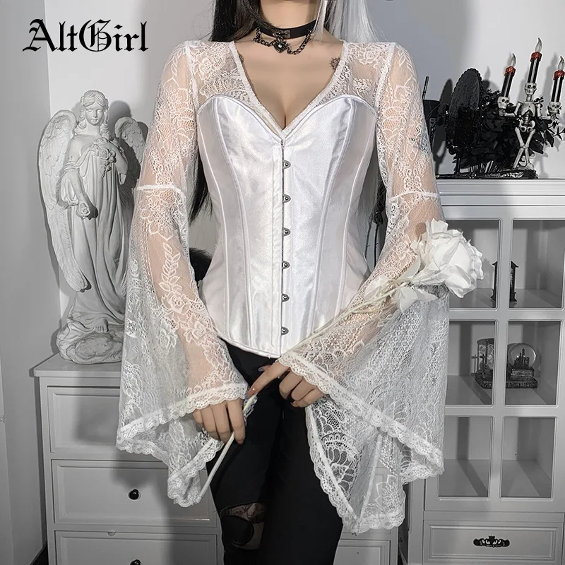 

Женский винтажный корсет в стиле «лолита» с кружевом и высокой талией