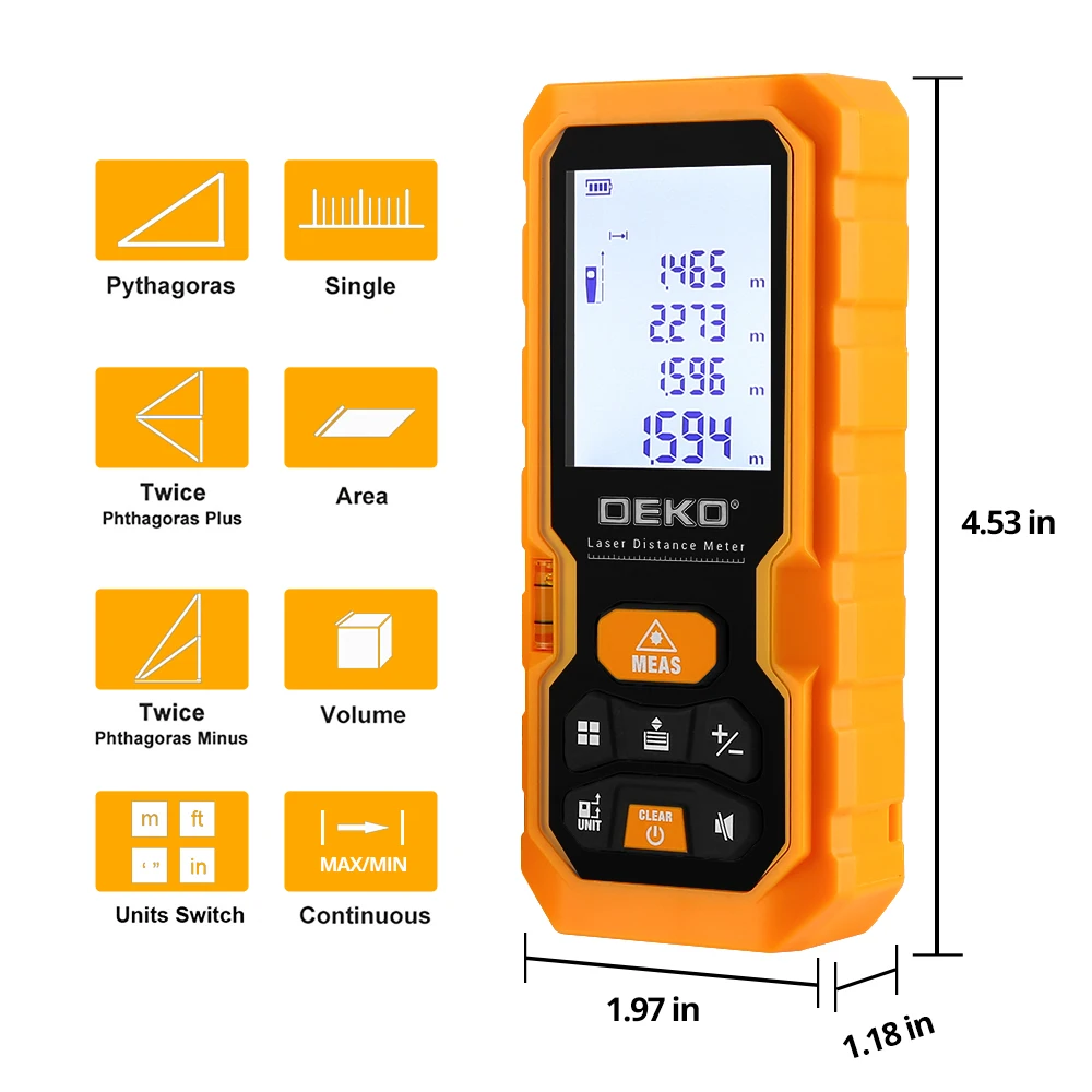 DEKO DKLD05 Handheld Laser Distance Meter 40M 60M 80M 100M Mini Rangefinder Tape Range Finder Diastimeter Measure | Инструменты