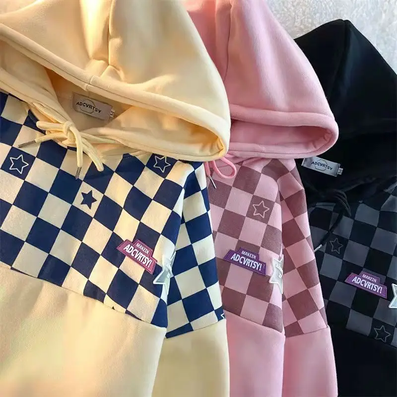 

Женская толстовка в клетку, в стиле хип-хоп