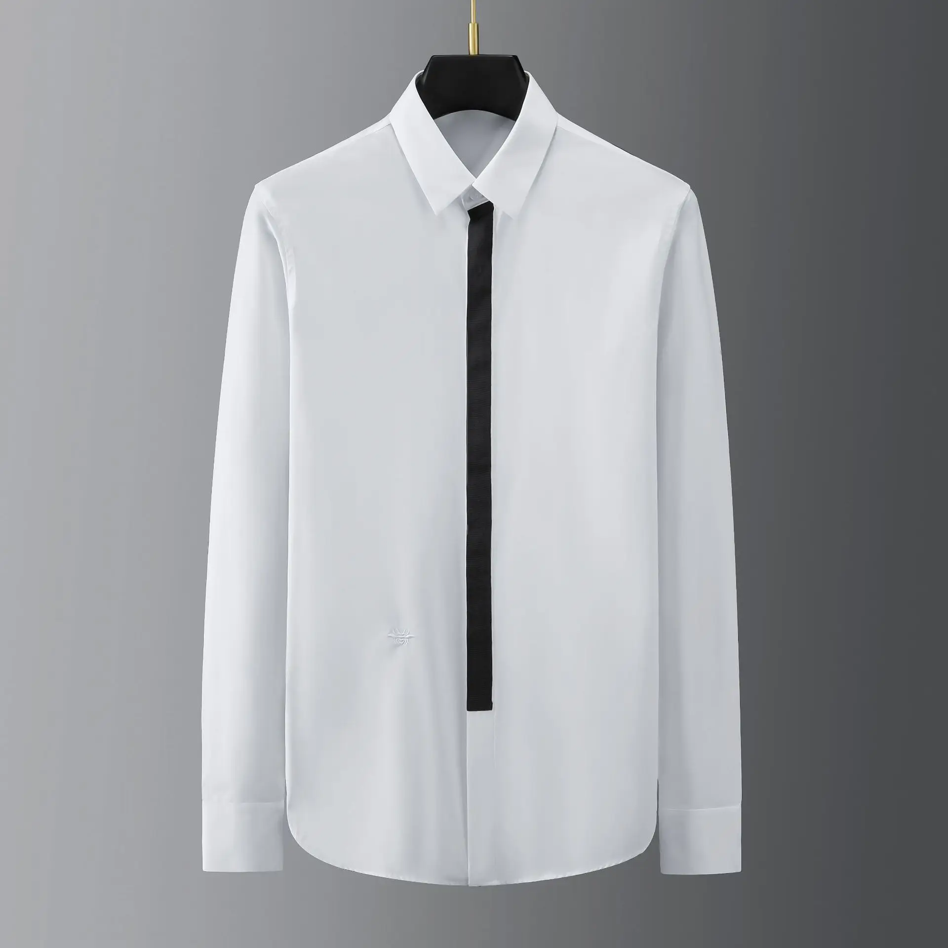 

Новая модная брендовая универсальная приталенная повседневная мужская рубашка с длинным рукавом, Мужская простая деловая формальная одеж...