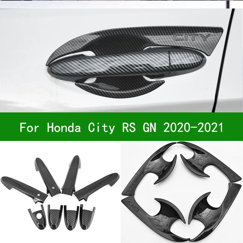 Для всех новых honda город RS SV 2020-2021 черное углеродное волокно узор Наружная ручка