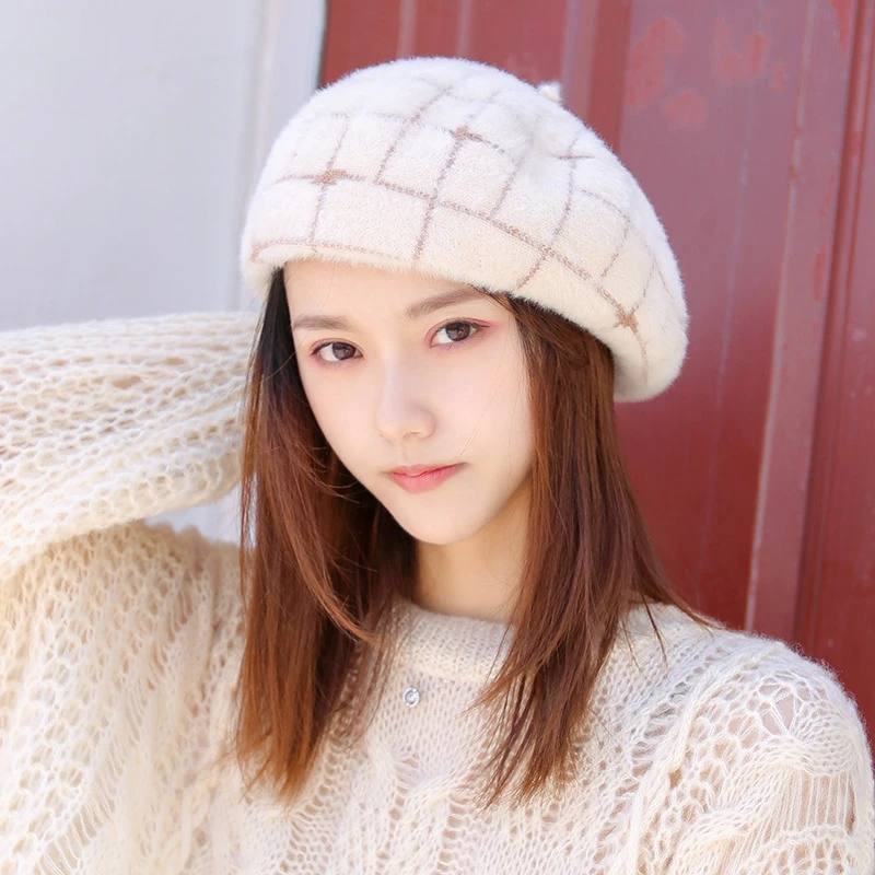 Женский берет в клеточку Удобный Простой Элегантный винтажном стиле | Аксессуары