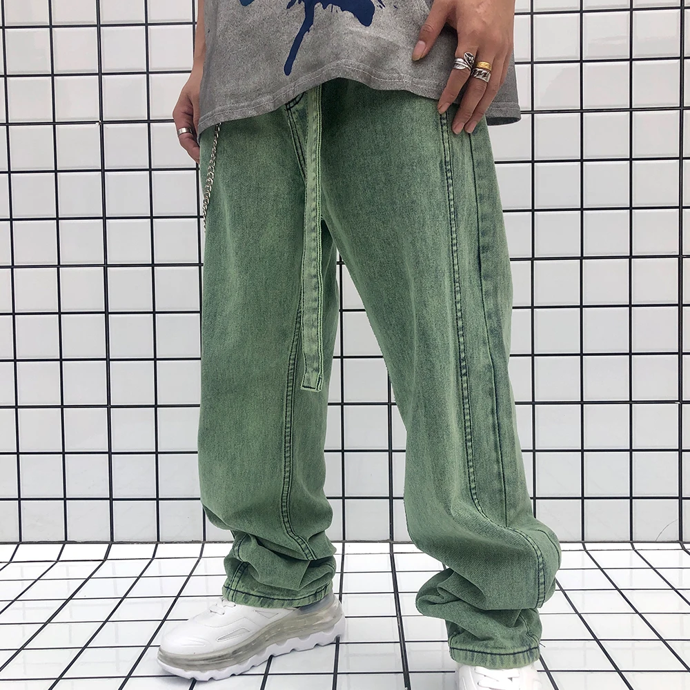 Джинсы Dark Icon мужские с широкими штанинами уличные брюки из денима поясом |