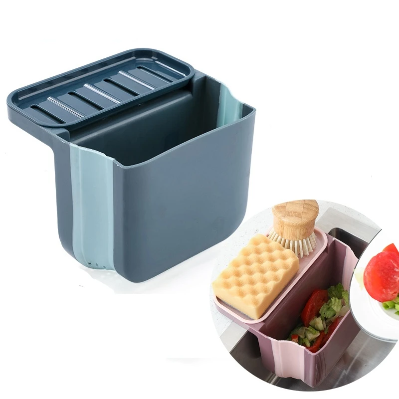 

Suction Cup Kitchen Sink Strainer Drain Rack Foldable Soap Sponge Holder Vegetable Leftovers Drainer Basket Hanging Trash Can