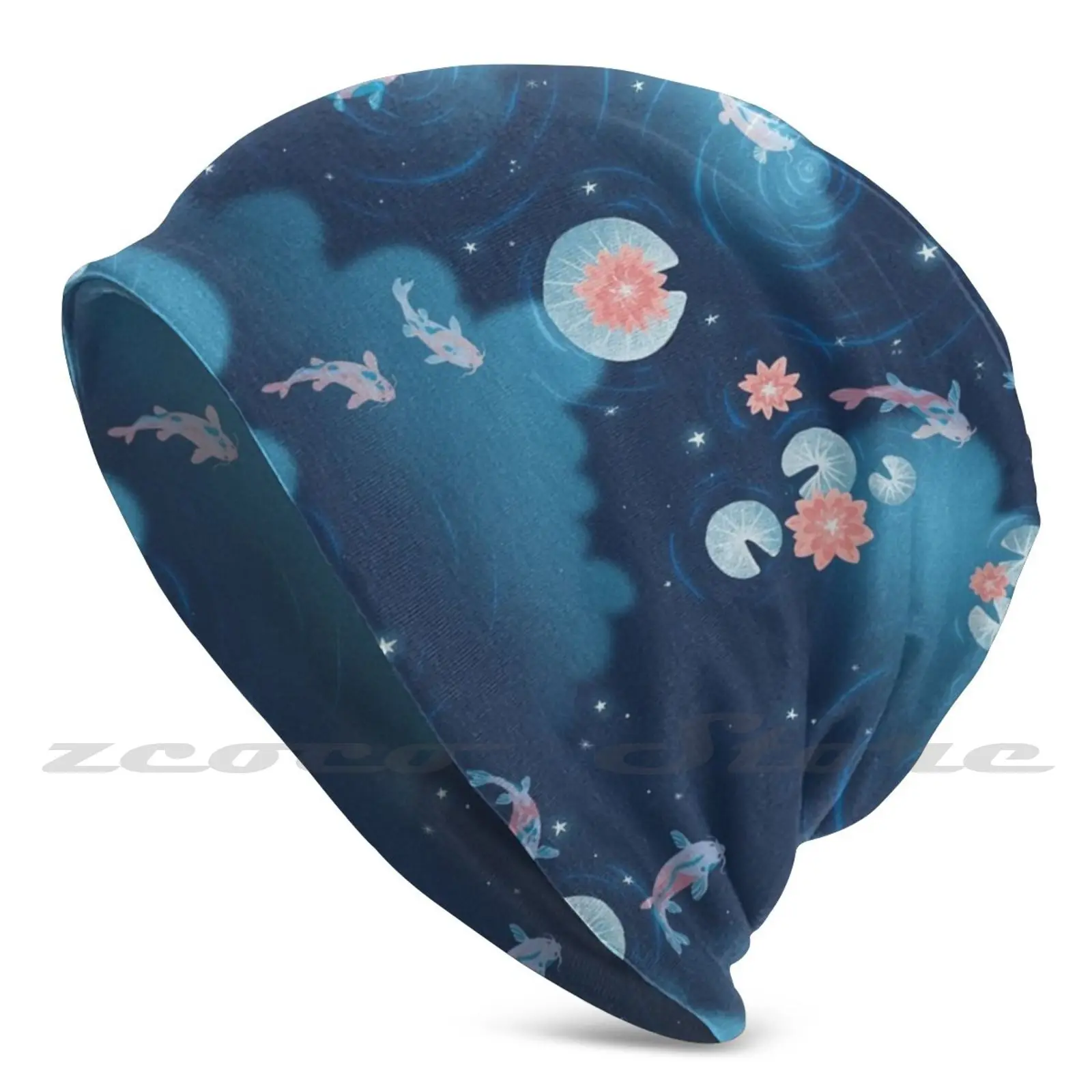 

Вязаная шапка для взрослых и детей Koi Pond-Night, кепка для уличных занятий спортом, дышащие кои Fish Koi, для карпа, для пруда, для ночных облаков, меч...