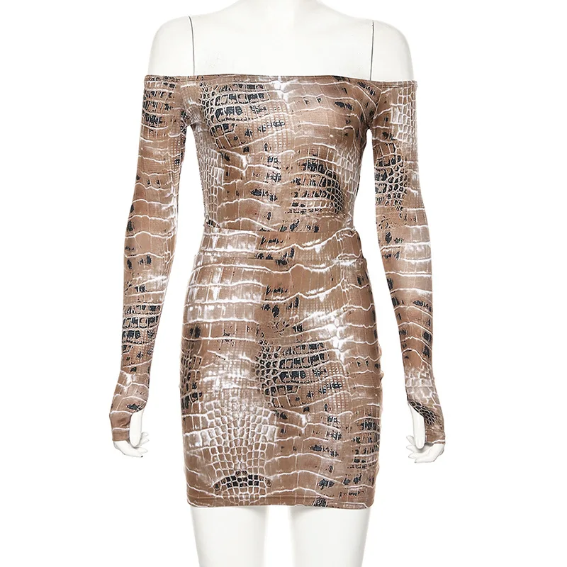 2020 летние Для женщин комплекты под змеиную кожу Платье с принтом для девочек топы