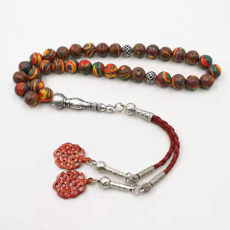 Фото Красный Малахитовый tasbih 33 молитвенные бусы специальные четки аксессуары для мусульман Eid Ramafan gfit высококачественный ювелирный браслет Misbaha №1
