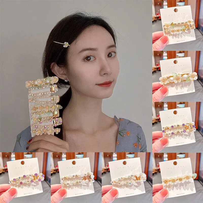 

New Elegant Hairpins Small Fresh Shell Flowers Leaves Barrettes For Women Bride Hair Accessories Retro Pearl Hair Clip Headwear